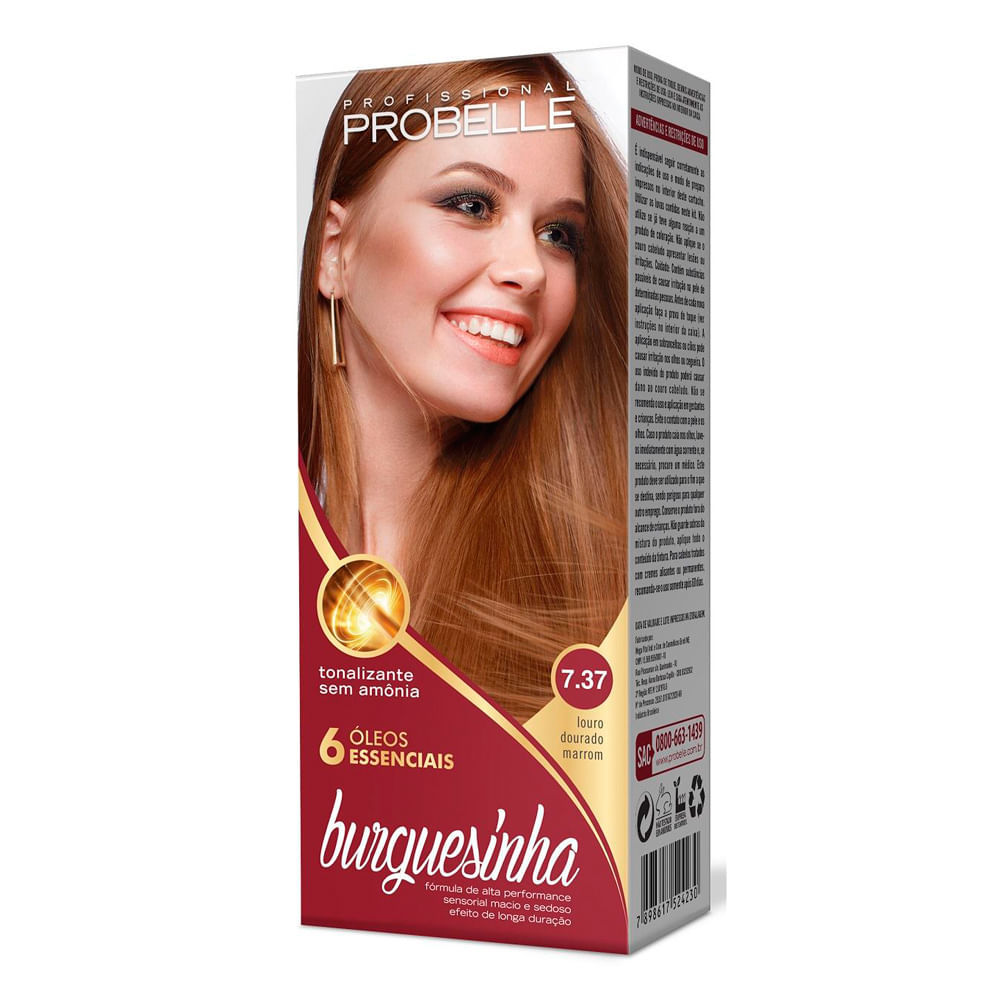 Tonalizante Probelle Burguesinha Louro Dourado Marrom 7.37 em Oferta na Shopee