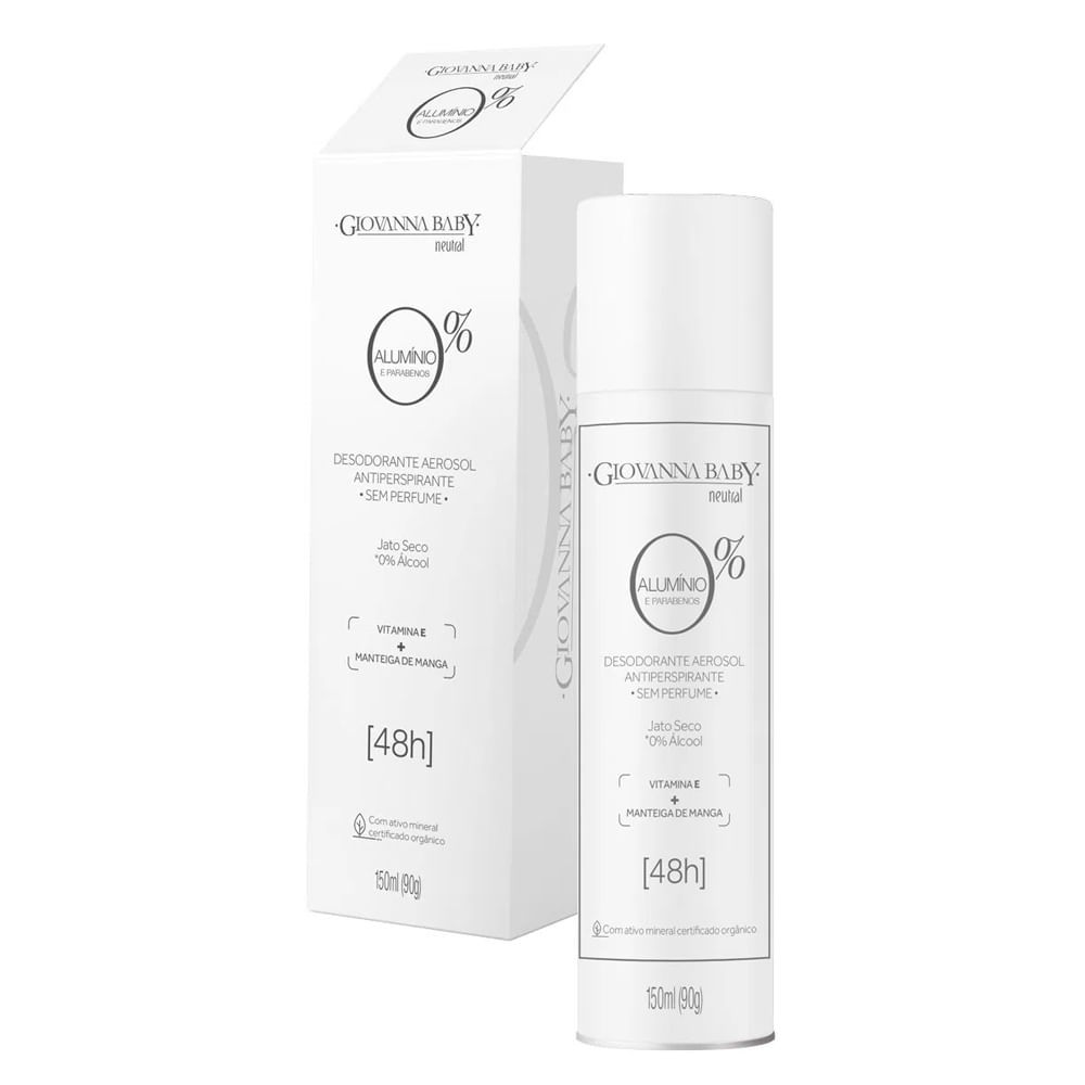 Desodorante Giovanna Baby Neutral Aerossol 0% Alumínio Antiperspirante 48h 150ml em Oferta na Shopee