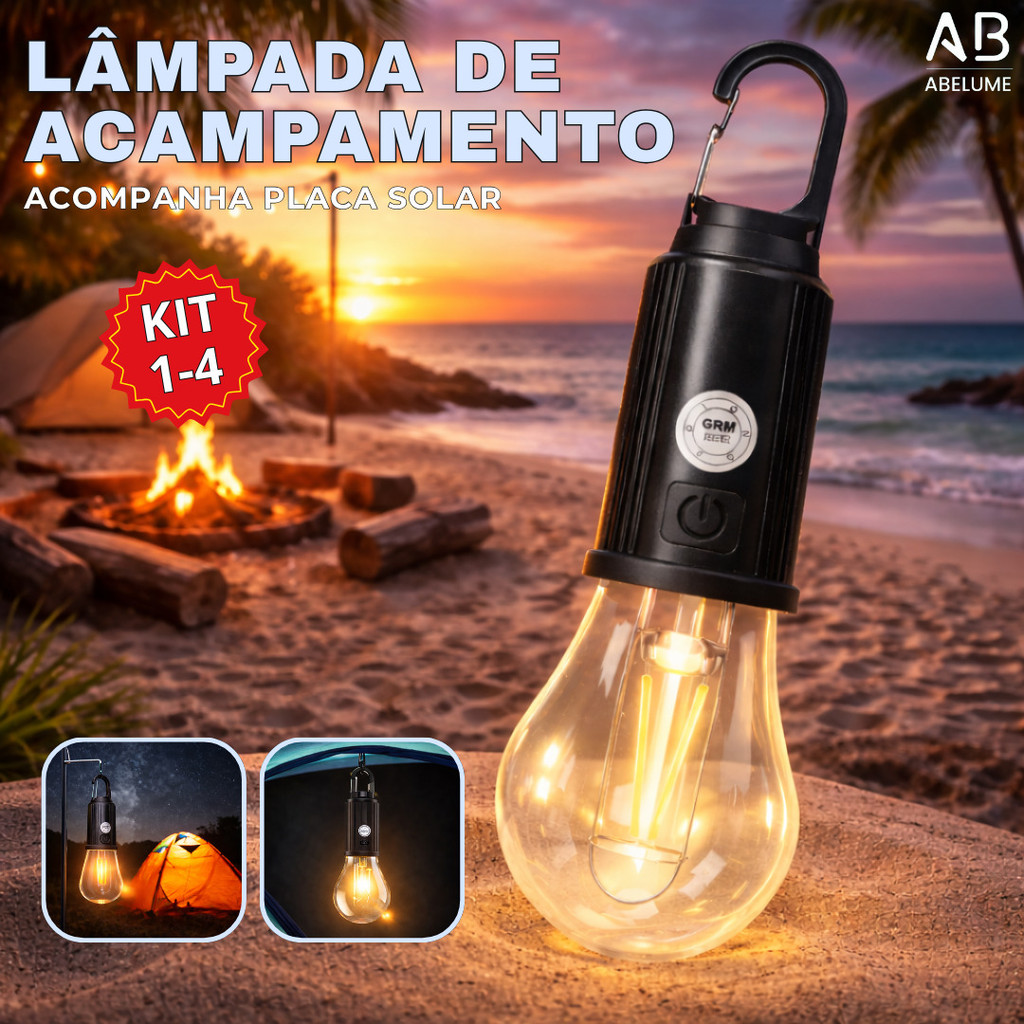 Lâmpada Led Acampamento Lanterna USB para Pesca SOS Ar Livre com Gancho Preto em Oferta na Shopee