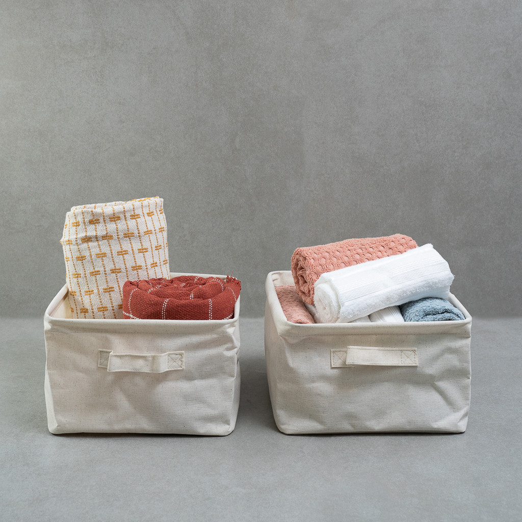 Kit Organizadores Dobráveis de Linho Off White 2 Pçs - Oikos em Oferta na Shopee