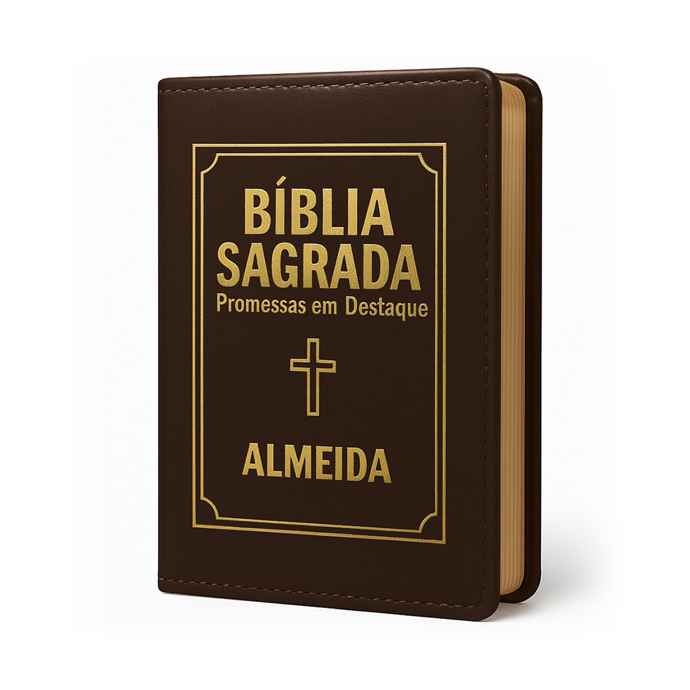 Bíblia Sagrada Letra Pequena Luxo Marrom em Oferta na Shopee