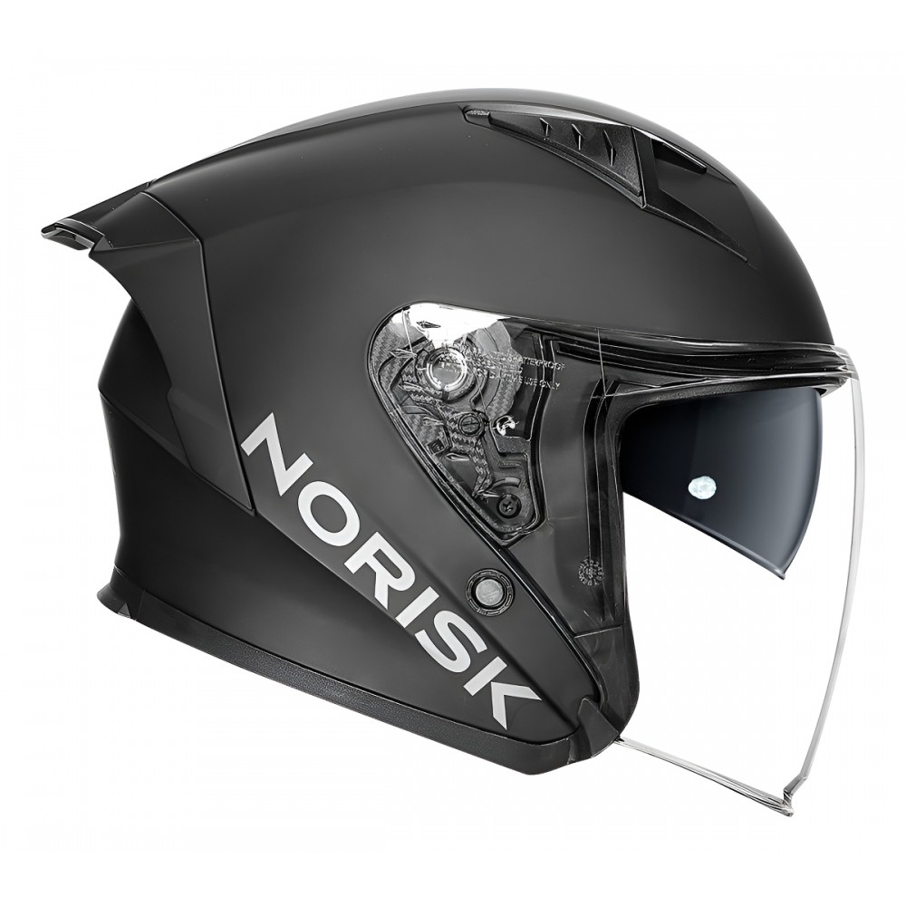 Capacete Aberto Norisk Downtown 2 Monocolor Preto Fosco C/ Aerofólio e Óculos Masculino Feminino
