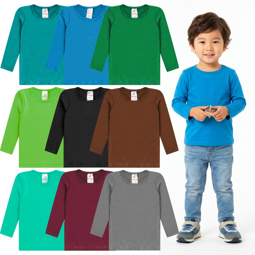 Kit 4 Blusas Térmicas Infantil Menino Manga Longa Segunda Pele Forrada Inverno Masculino
