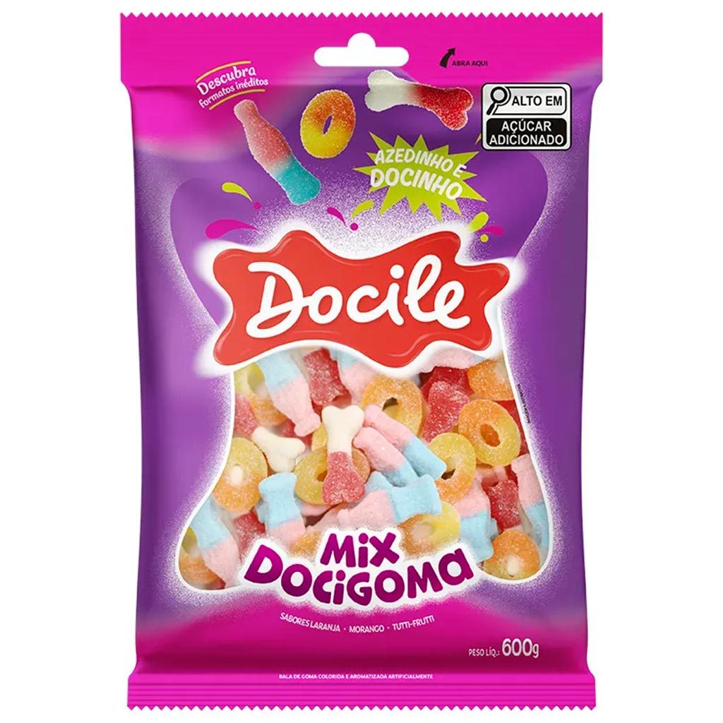Bala de Goma Sortida Mix Docigoma Azedinho e Docinho 600g - Docile