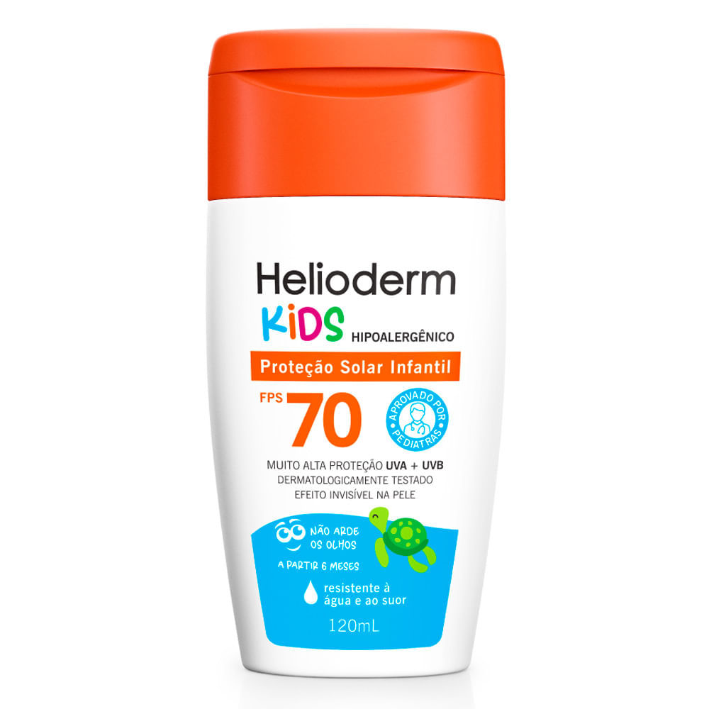 Protetor Solar Infantil Helioderm Kids FPS 70 Hipoalérgico 120ml em Oferta na Shopee