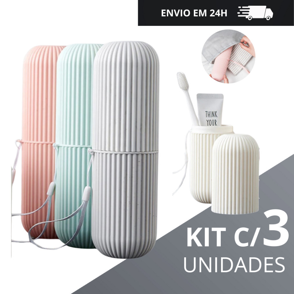 Estojo Porta Escovas De Dente E Creme Dental Portátil Viagem Bolsa Escola