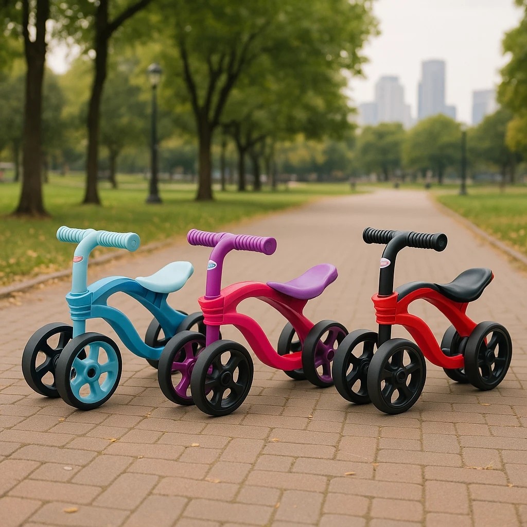 Bicicleta Equilíbrio Infantil 4 Rodas Sem Pedal  1+ | Coordenação Motora | Seguro Diversão