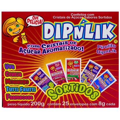 Pirulito Dipnlik Sabores Sortidos com 25 unidades de 8g - 200g