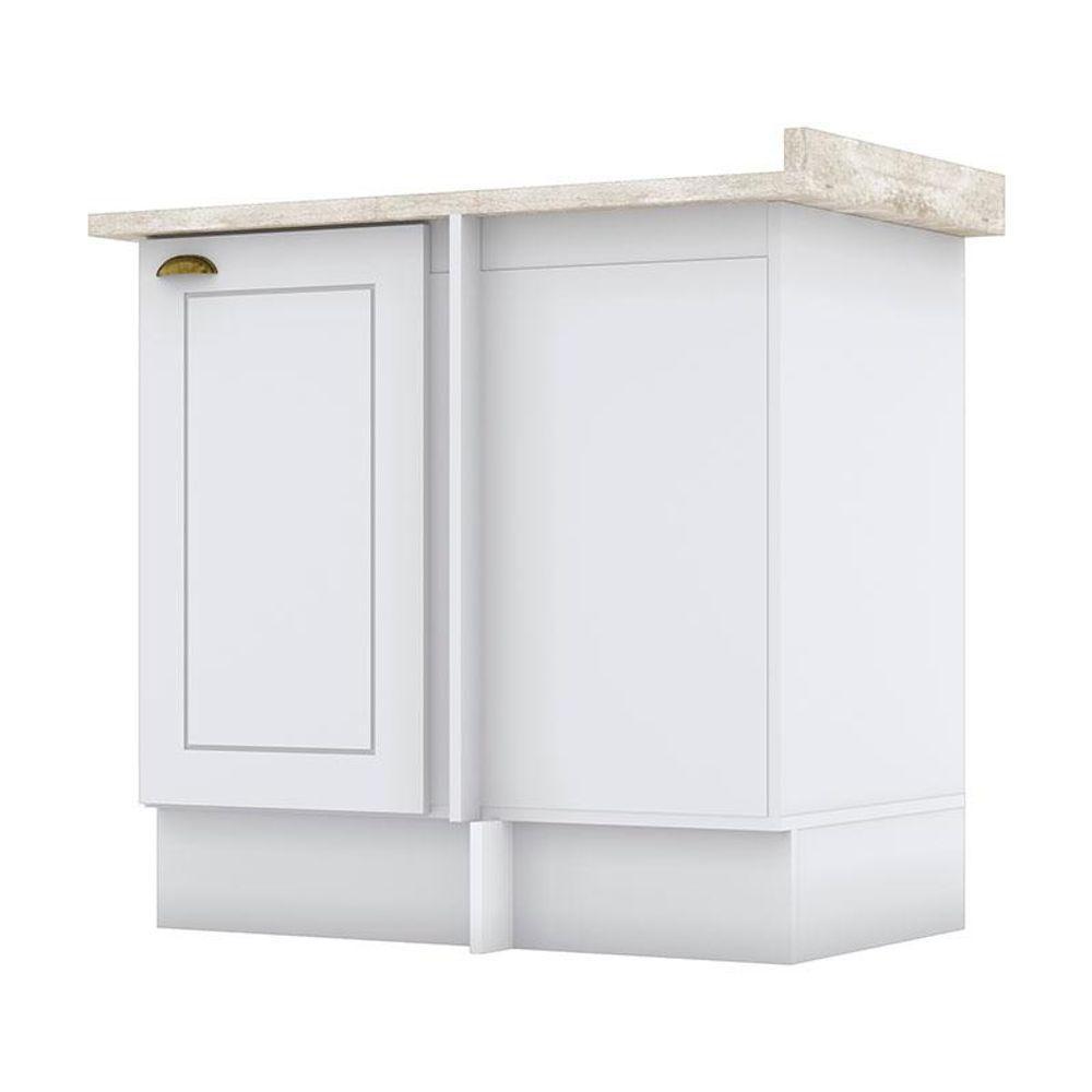 Balcão Canto Reto 1 Porta Americana Branco Com Tampo Calcare - Henn em Oferta na Shopee