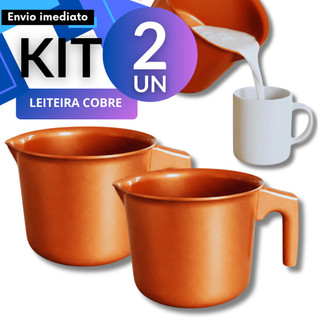 Leiteira Linha Cobre Cerâmica Antiaderente Fogão a Gás Alça Antitérmica 12cm 1,1L ou 14cm 1,6L Kit 2