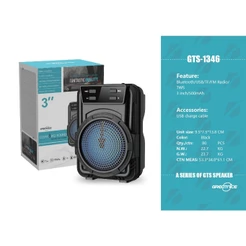 Caixa de som GTS-1346 led recarregável FM Sem Fio Bluetooth