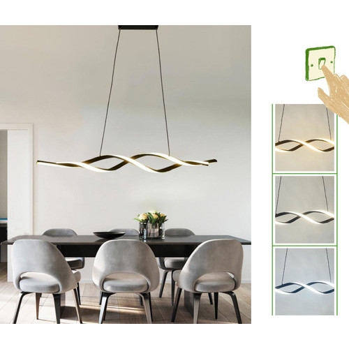 Lustre Pendente Moderno Espiral Preto Fosco Sala/mesa Jantar Cabo 2m - 3 Cores