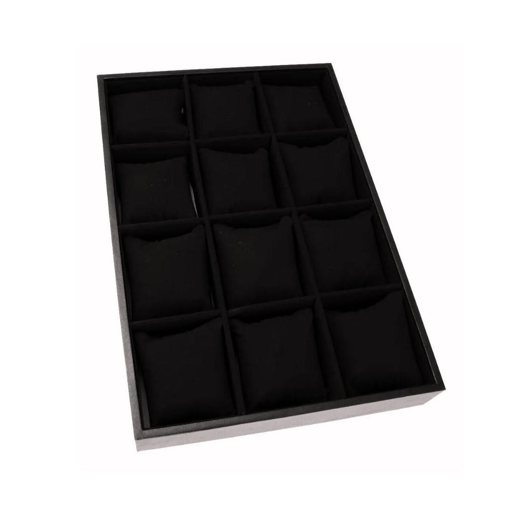 PORTA  RELOGIO COURINO C/12 COMPARTIMENTOS 35X24CM PRETO