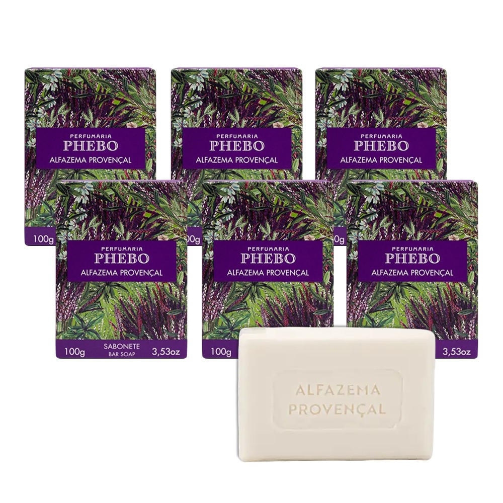 Kit 6 Sabonete Phebo Alfazema Provençal em Barra Cremoso 100g