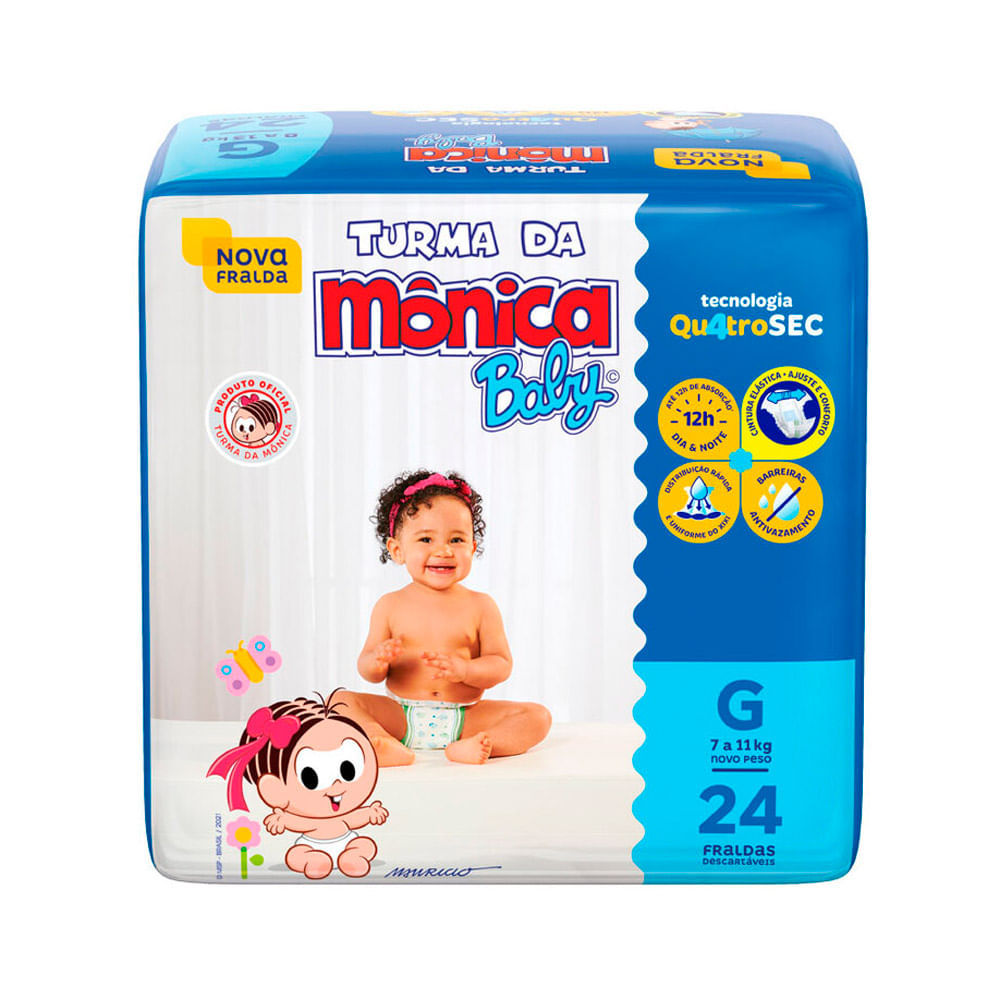 Fralda Turma da Mônica Baby Tamanho G Pacote Jumbo 24 Unidades Descartáveis em Oferta na Shopee