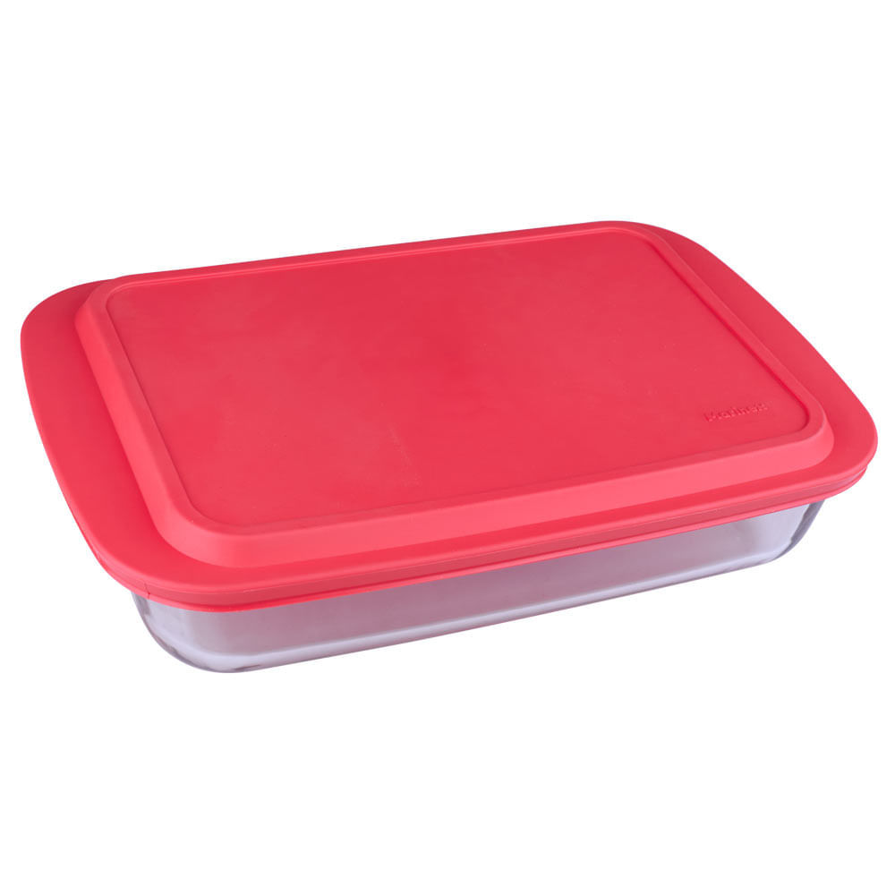 Assadeira Retangular para Lasanha Marinex em Vidro com Tampa 3,7l - 1 Peça em Oferta na Shopee
