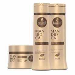 Kit Mandioca 300gr Haskell (3 itens) | Shampoo + Condicionador + Máscara | Crescimento e Hidratação
