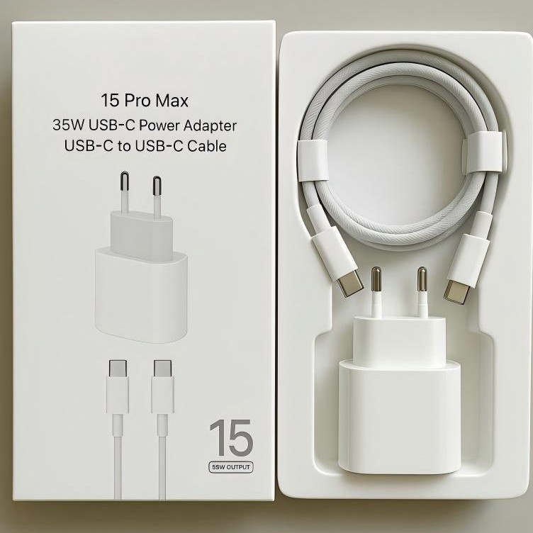 Kit Carregador Turbo iPhone 15 16 17 Pro Max PD Para Celular USB-C Cabo Reforçado Carregamento Rápido
