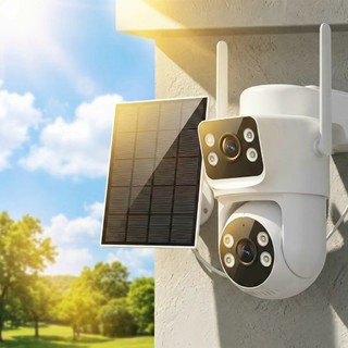 Câmera de Segurança Solar Speed Dome 4MP Dupla Lente WiFi com Painel Solar, Áudio Bidirec…