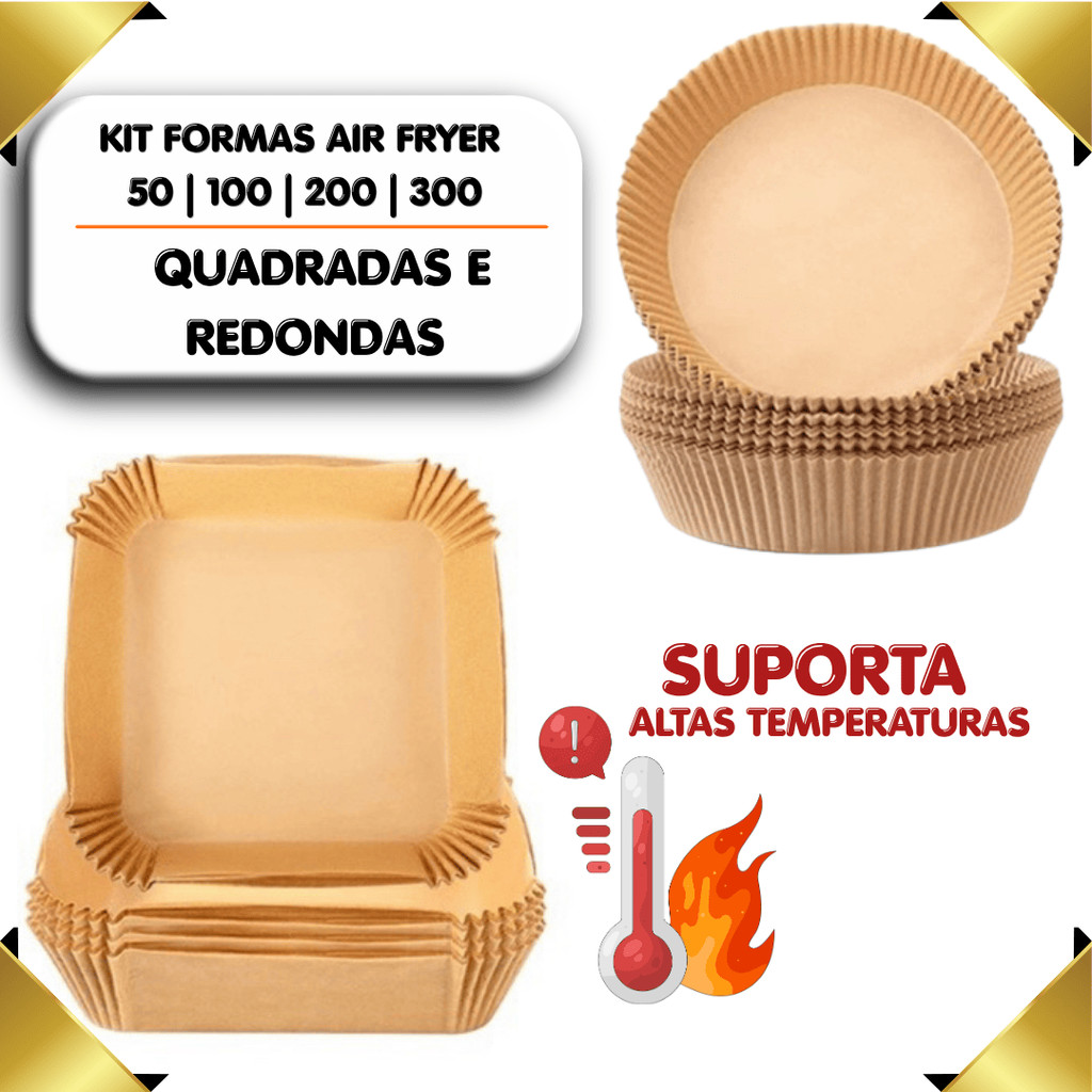 Kit 50 a 300 Formas Descartável Para Airfryer Antiaderente Não Suja Cozinha Fritadedira Promoção