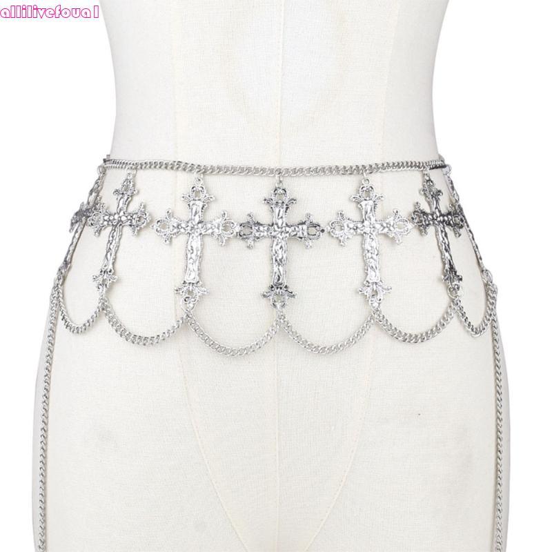 allilivefoua1 Cruzes Cinto Corrente Cintura Elaborado Barriga Para Vestido Esculturas Ocidentais W