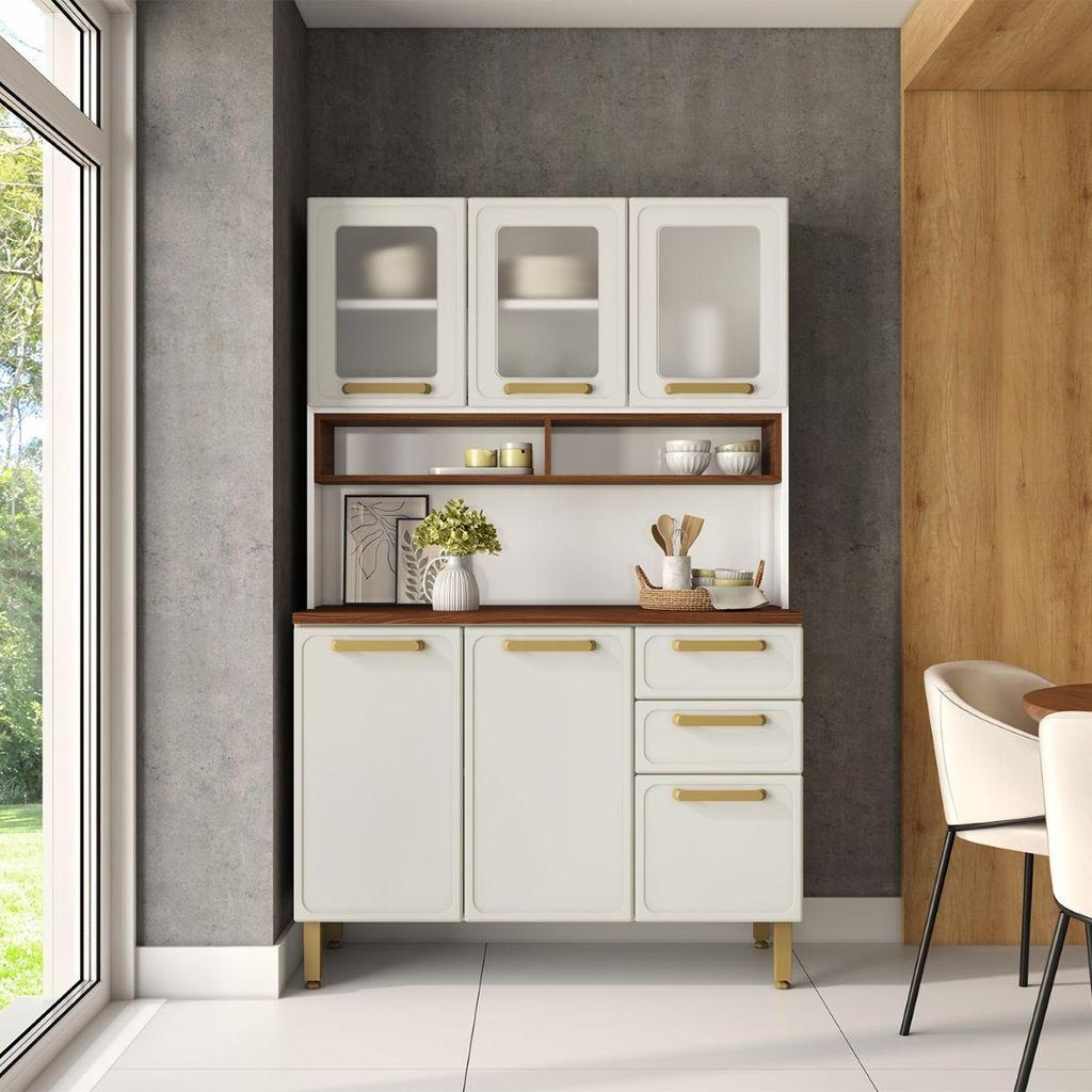 Kit Cozinha em Aço Portas Vid 2 Gavetas Essência Bertolini