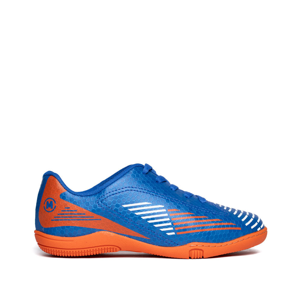Chuteira Futsal Infantil Molekinho Texturizada Azul/laranja
