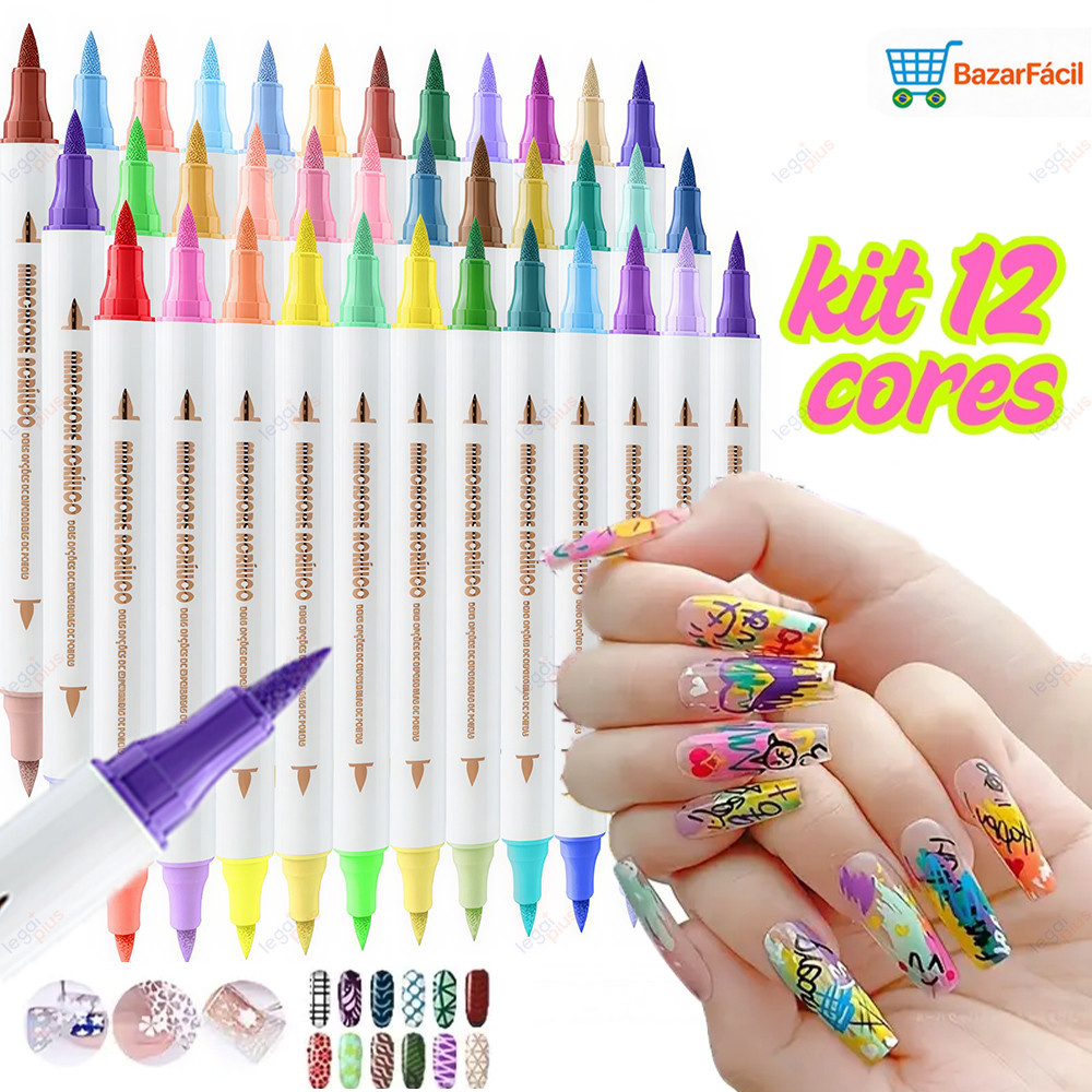 Caneta dupla para unhas de acrílico: 24 a 72 cores – a ferramenta essencial para nail art profissional