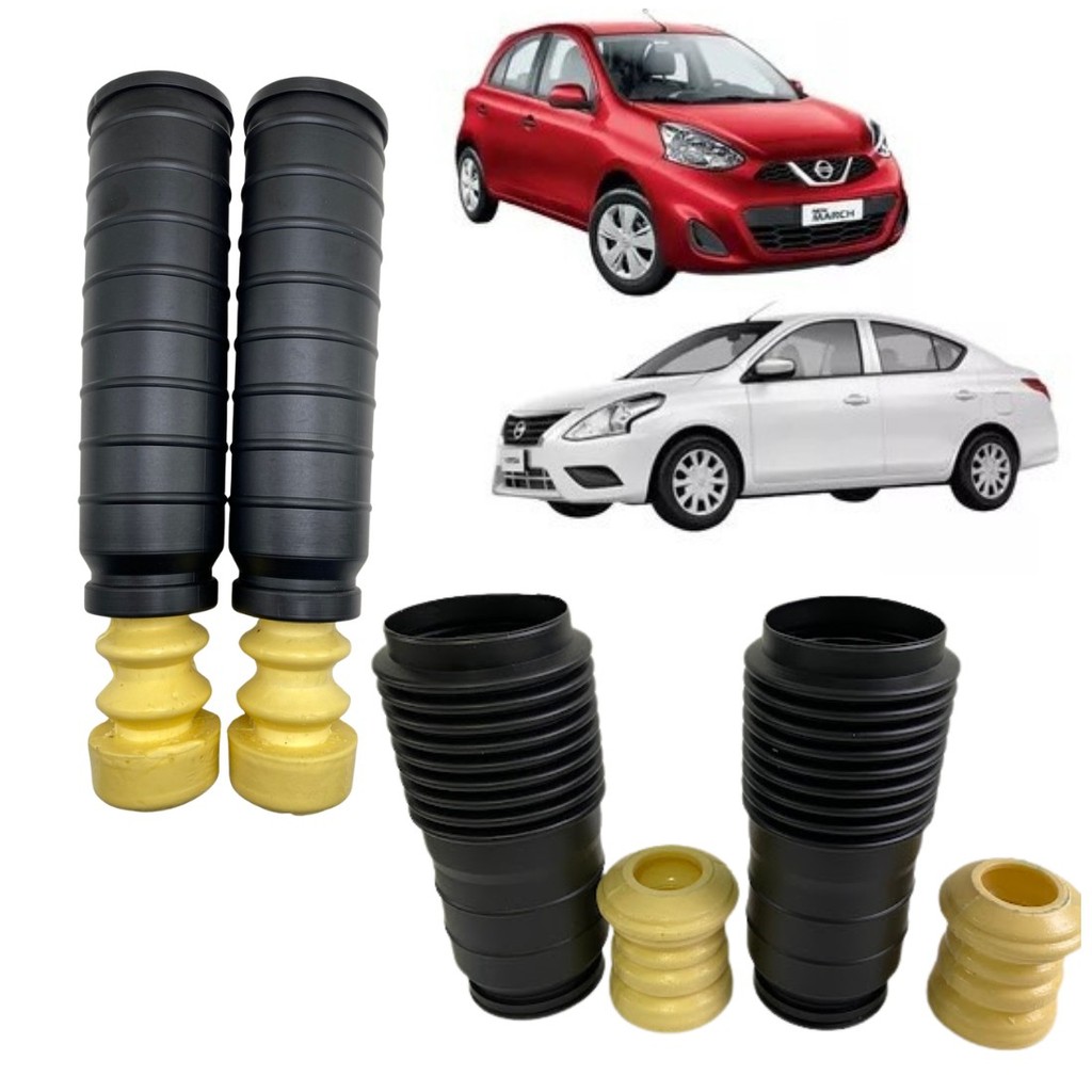 Kit Batente e Coifa Amortecedor Dianteiro e Traseiro Nissan March 2011 até 2020 Nissan Versa 2011 até 2020