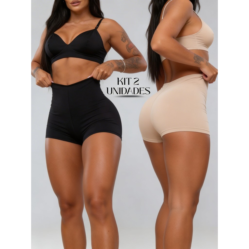 Kit 2 Anágua Short Curto Íntimo Segunda Pele Liso Feminino Short Para Vestido e Saia Não marca