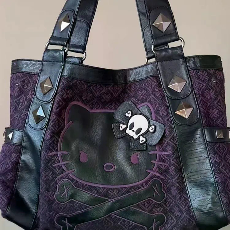 Sacola Feminina Y2K Kitty Patches Bolsa High Street Vintage Handle