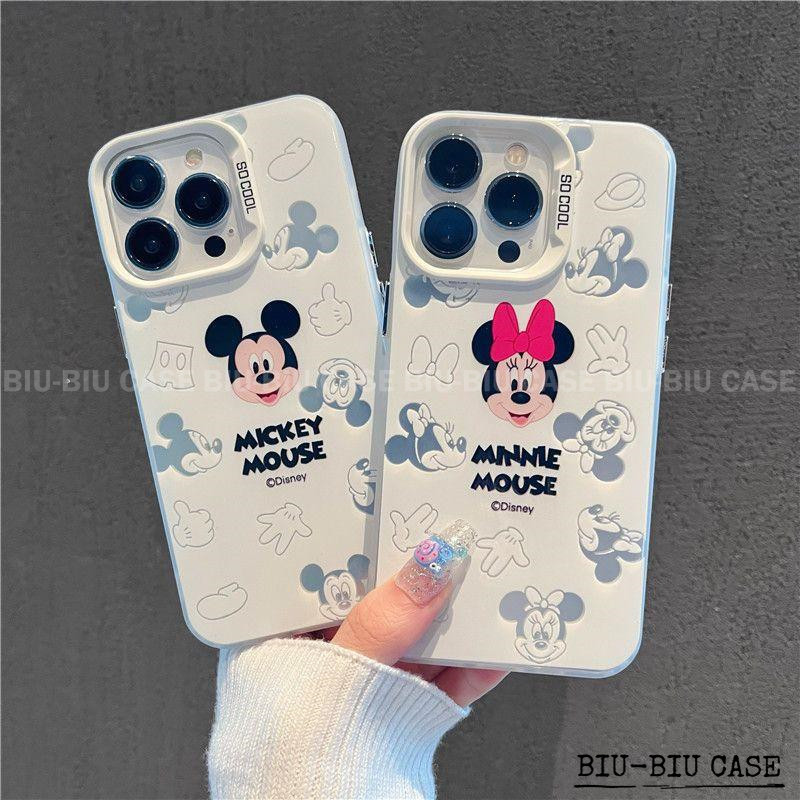 Capinha capa de Minnie e Mickey iPhone 17 11 12 13 15 14 16 Pro Max Xr Xs Max 7+ 8+ pulseira rosa Capa TPU choque