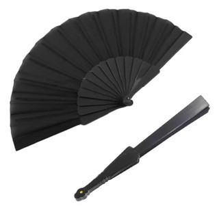 Leque de mão compacto liso cor única cor Preto em Oferta na Shopee