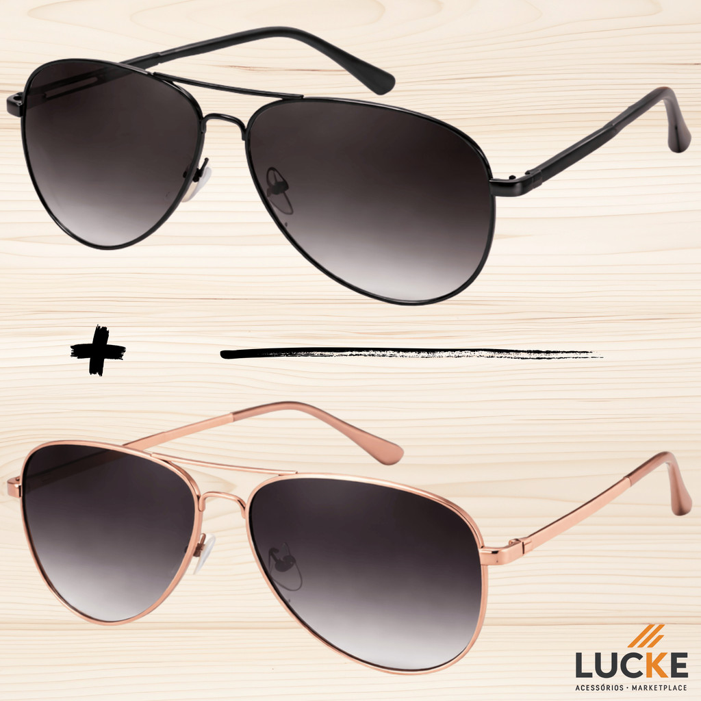 Kit 2 Óculos Aviador De Sol Clássico Unissex e Estiloso. | 100% Qualidade em Oferta na Shopee