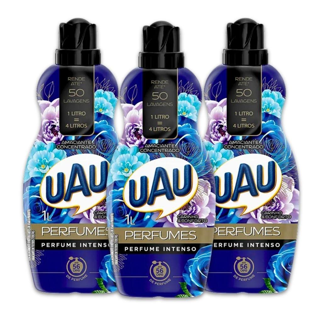 Kit 3un Amaciante Concentrado 1l Uau Carinho e Conforto em Oferta na Shopee