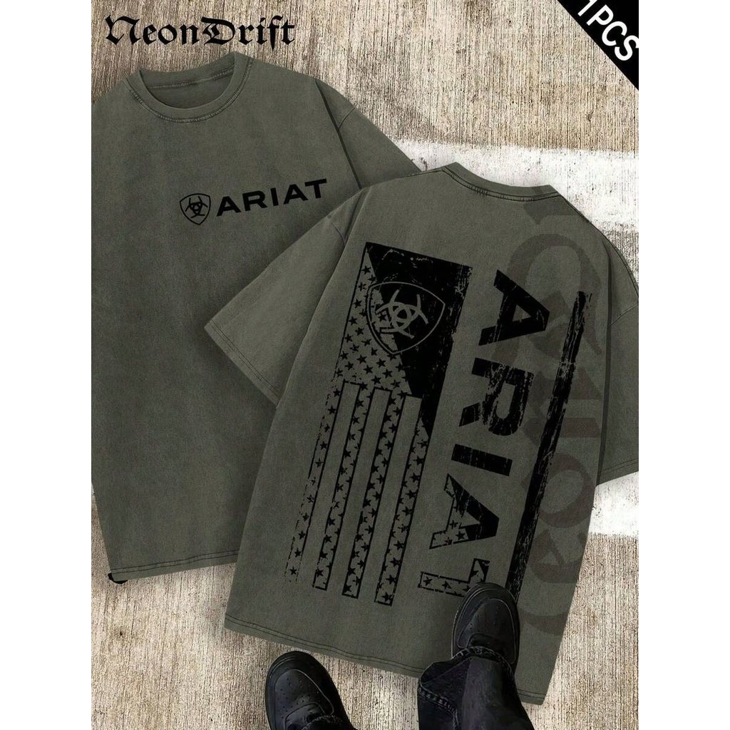 Camiseta Masculina Country Estampada Ariat Flag 100% Algodão