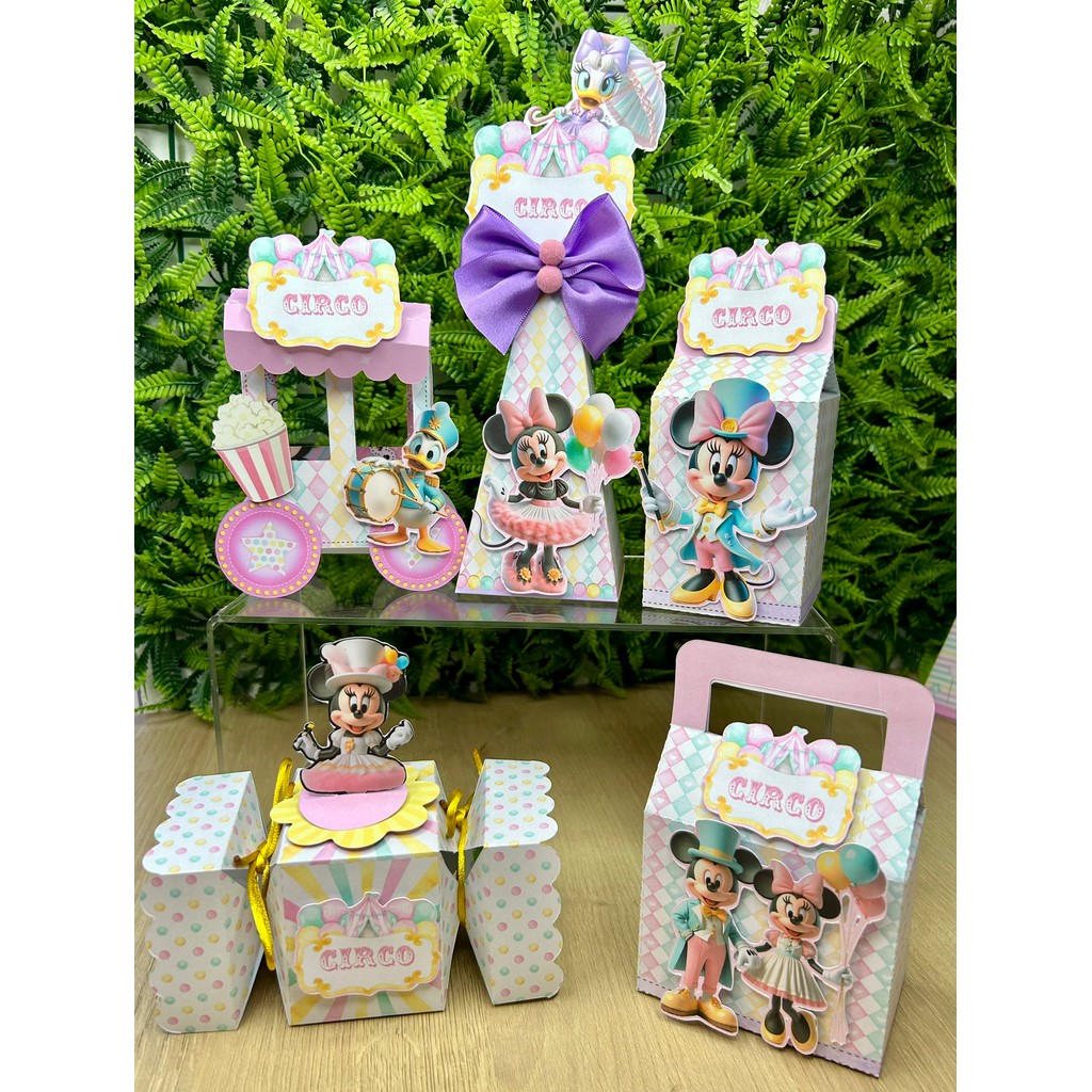 Kit Festa Aniversário Caixinha Circo Minnie Rosa em Oferta na Shopee