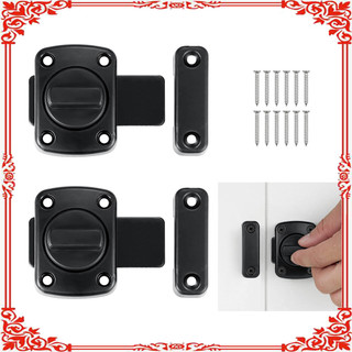 2 fechaduras de porta de corda deslizante + 12 parafusos fechaduras de porta fixas Material de liga de zinco-preto