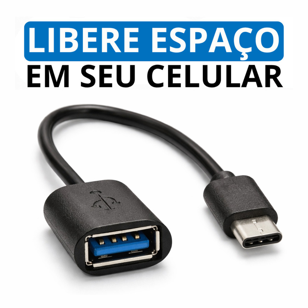 Cabo OTG Tipo C Modelo Android Novo Conecte  Pen Drive Mouse  Teclado   Libere Espaço Em Seu Celular
