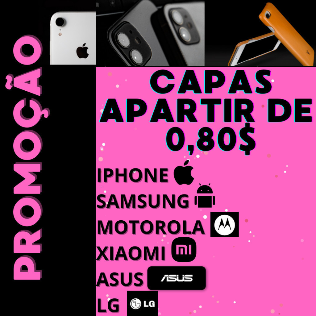 Kit 100Capas Capinhas Cases Diversos Modelos Atacado Revenda e Lojistas -Promoção Padrão de Qualidade - Entrega Flash