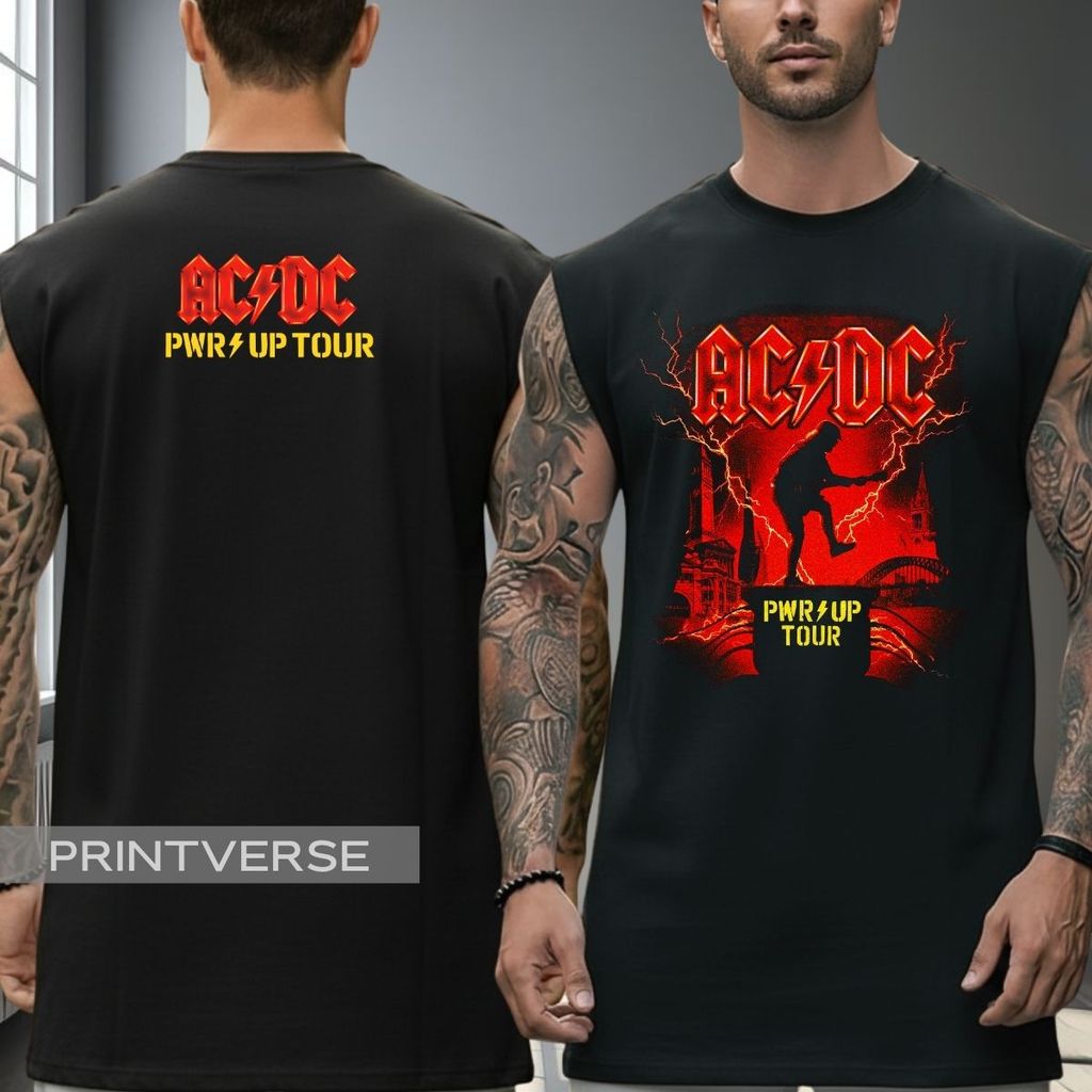 Regata Oversized Ac Dc World Tour Power Up Brasil Hard Rock Back In Black Show Estadio Morumbis Cavada Machao Algodão