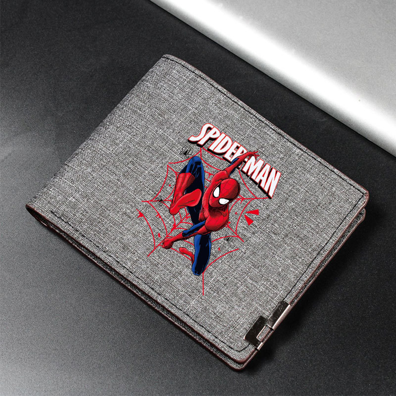 Carteira De Lona Do Homem Aranha Dobrável Portátil Anime Cartão Bancário Moeda Zíper Aniversário Das Crianças