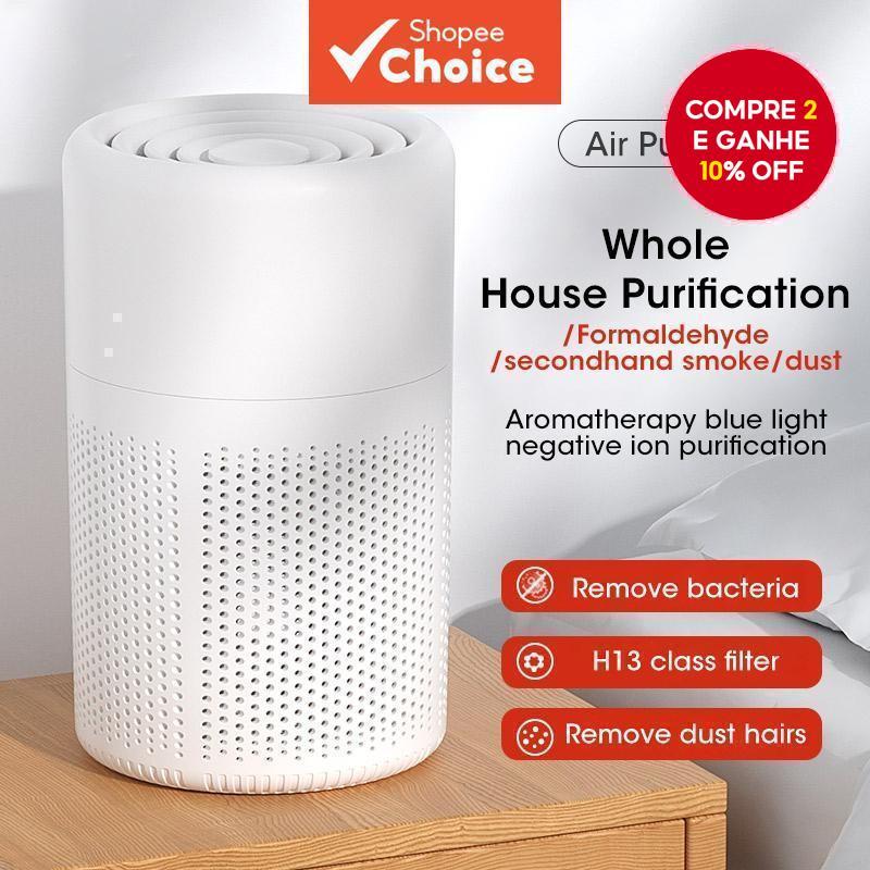 Novo Mini Purificador de Ar de Mesa com Filtro HEPA, Ar Purificado com Fragrância e Purificador de Íons Negativos