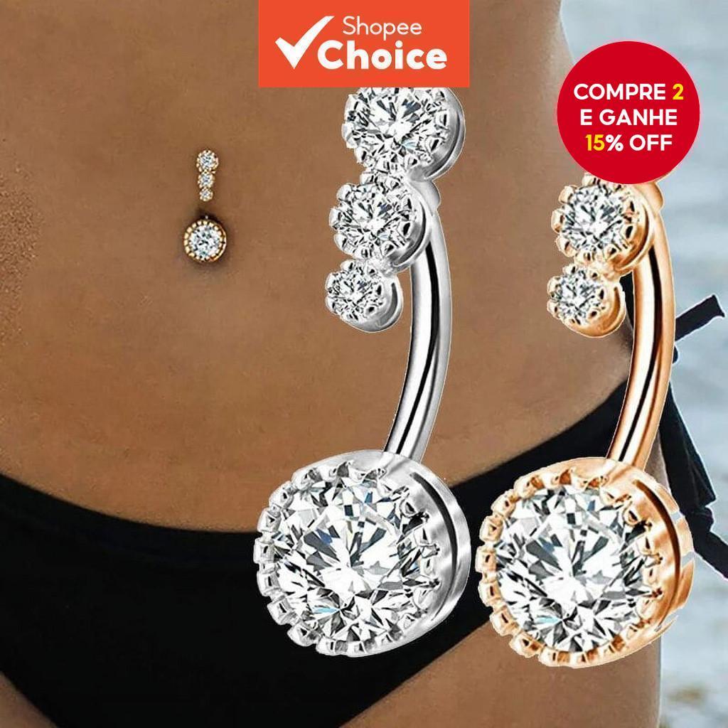 Brilhante Elegante Luxuoso Zircão Umbigo Anel Feminino Piercing Corporal Jóias