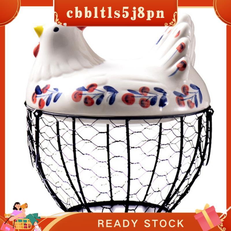 Chengxingsiscbbltls5j8pn Cesta De Ovos De Cerâmica Em Forma De Galinha De Fazenda-Suporte Com Tampa , Organizador De Coz em Oferta na Shopee