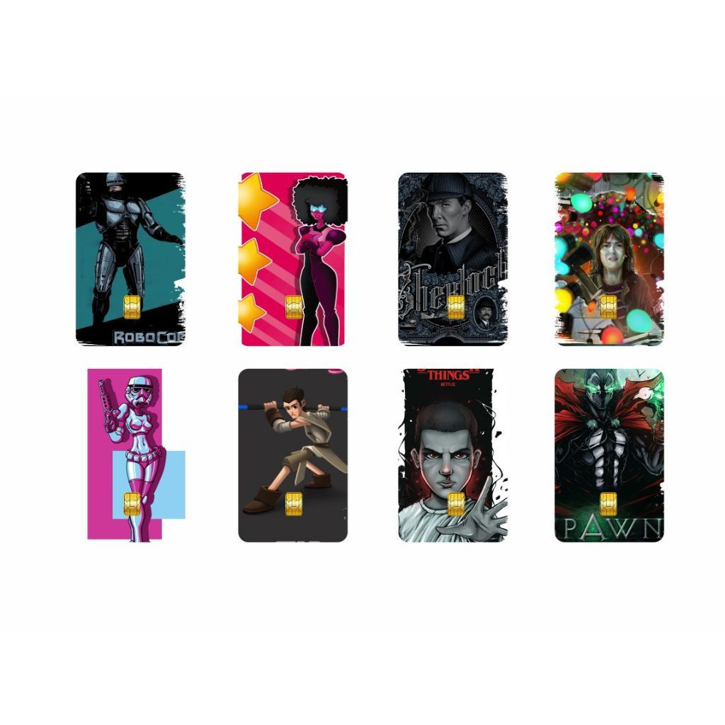 KIT 8 ADESIVOS para cartão Credit/debit TEMA: ANIME CAR 154  (película protetora - corte eletrônico)