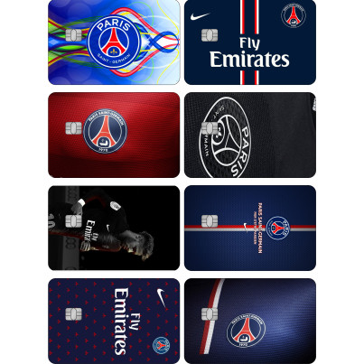 KIT 8 ADESIVOS para cartão Credit/debit TEMA: PSG CAR 053  (película protetora - corte eletrônico)