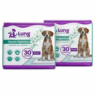 Kit 2 Tapete Higiênico 50x60cm 30un Aroma Jasmim para Cachorro Pet Gel Absorvente Borda Cola Lung