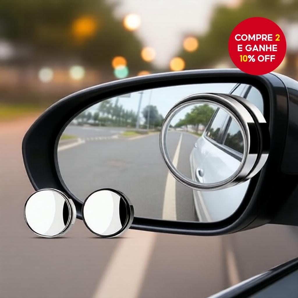 2pcs espelho retrovisor convexo auxiliar, giratório 360 graus, ampla visão com moldura redonda, espelho para ponto cego