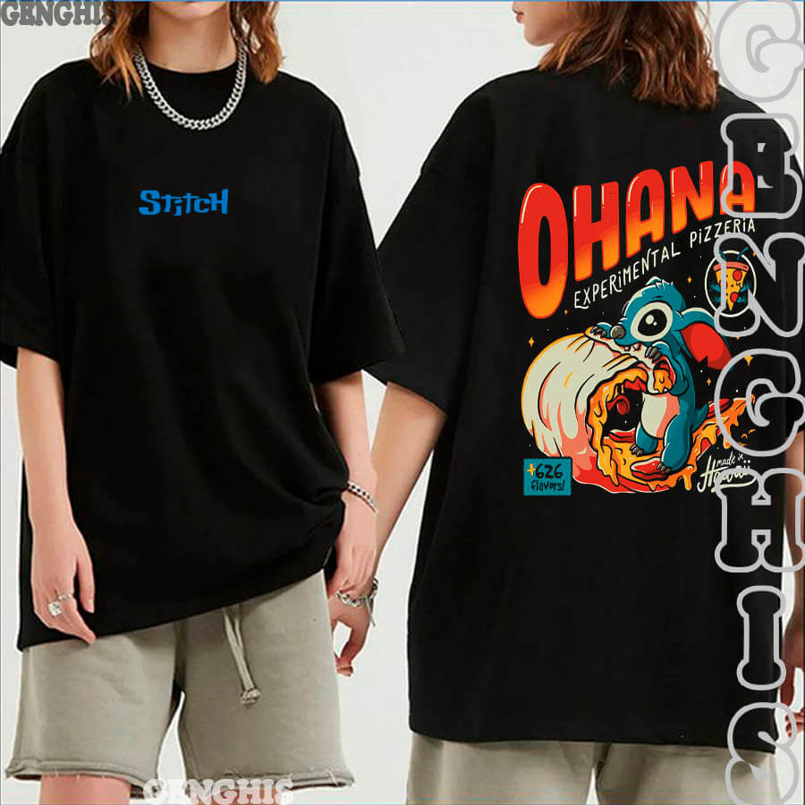 Camisa Stitch Hoana Pizzaria Desenho Filme Camiseta Criança Unissex Lilo & Stitch